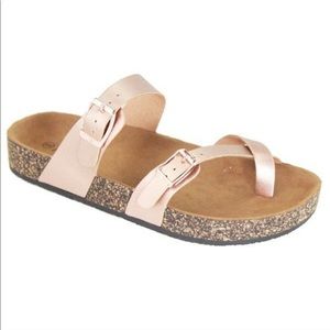 Rose Gold Double Strap Sandals